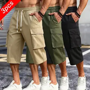 3-pack men’s lightweight outdoor cargo shorts with a drawstring waist and cargo pockets—perfect for camping and hiking. Casual style, beige Menswear tiktokshopspringglowup