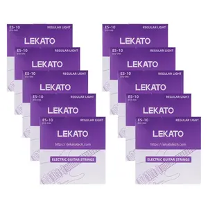 LEKATO ES-10 Electric Guitar Strings, 5/10 Set of 6 Hex Steel String(10-46), Nickel Plated Steel Coated, Electric Guitar Strings with Ball End