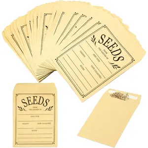 100Pcs Resealable Brown Paper Self Adhesive Seed Saving Envelopes for Vegetable Flower Seed Storage 3.1x4.7 Inch