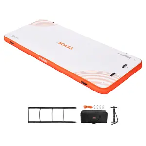 【FathersDayGift】VEVOR Inflatable Floating Dock,  , 15 x 6FT Inflatable Dock Platform, Non-Slip Water Floating Dock Mat with Detachable Ladder & Portable Carrying Bag, Floating Platform Island Raft for Ocean Pool Beach