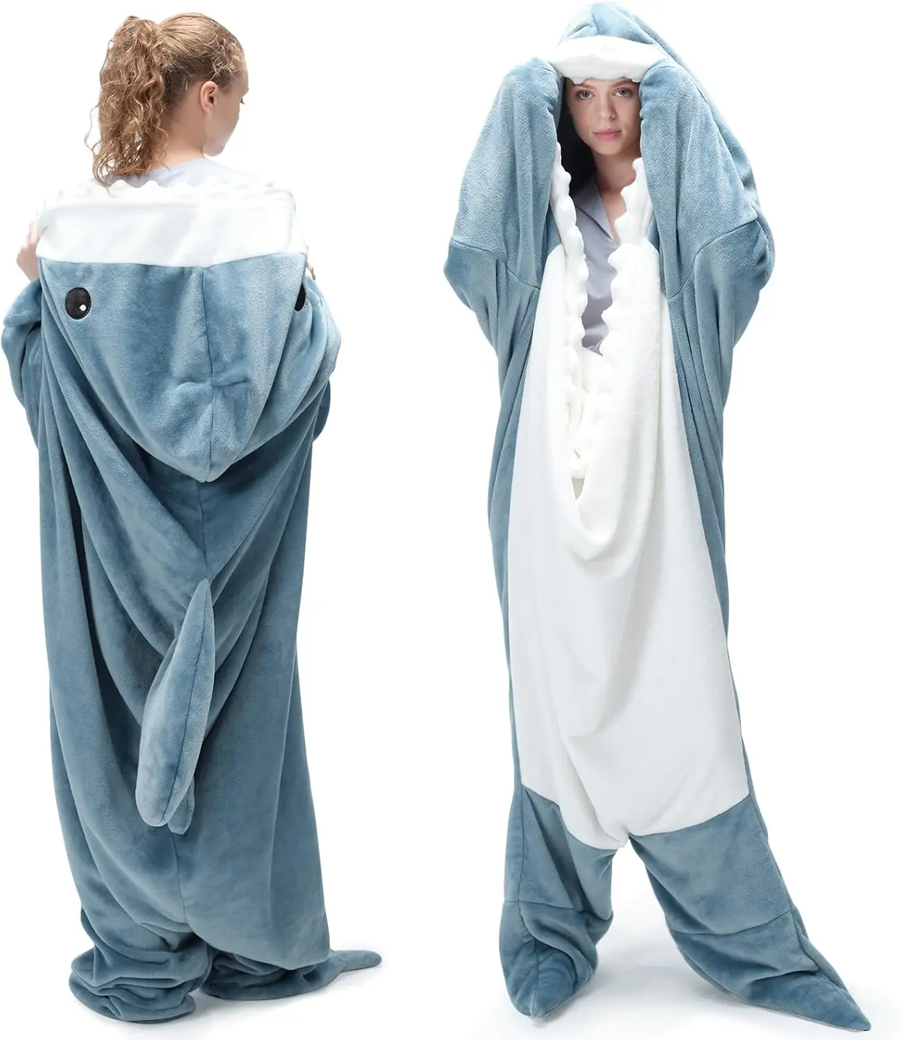 Blanket for Adult & Kids Soft Cozy Flannel Throw Wearable Blanket, Cartoon Onesie Hoodie, Sleeping Bag Cosplay Costume Blanket Gifts for Lovers (Blue,M)