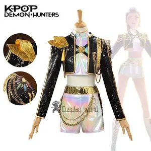 Black and gold costume set for children — stage costume, hunter uniform, performance outfit, Halloween party, cultural theme