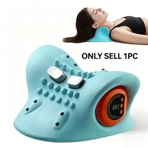 Remote control electric neck pillow, traction massager, EMS hot compress pulse vibration kneading massage pillow, ergonomic headrest family relaxation tool, Neck Shoulder Relaxer