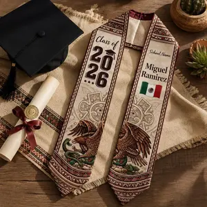 Custom Mexican Graduation Stole 2026, Personalized Class of 2026 Graduation Sash, Custom Name & School Name Stole, Hispanic Grad Gift