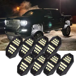 4/8/10/12/16/20 White Rock Lights, 24 SMD Wide Angle Chips, High Adhesive Stickers, 6000K Pure White for Truck Trailer SUV ATV UTV JL JP