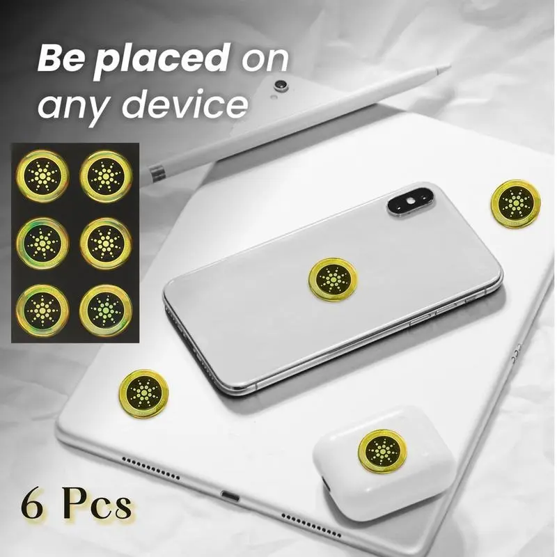 EMF Protection Stickers Quantum Shield for Phone Airpods Fridge and Laptop 96.43% Less Mobile Radiation Electronic Accessories EMFProtectionStickersGoldSilver for Devices Smartphone Cellphone 6 Pcs