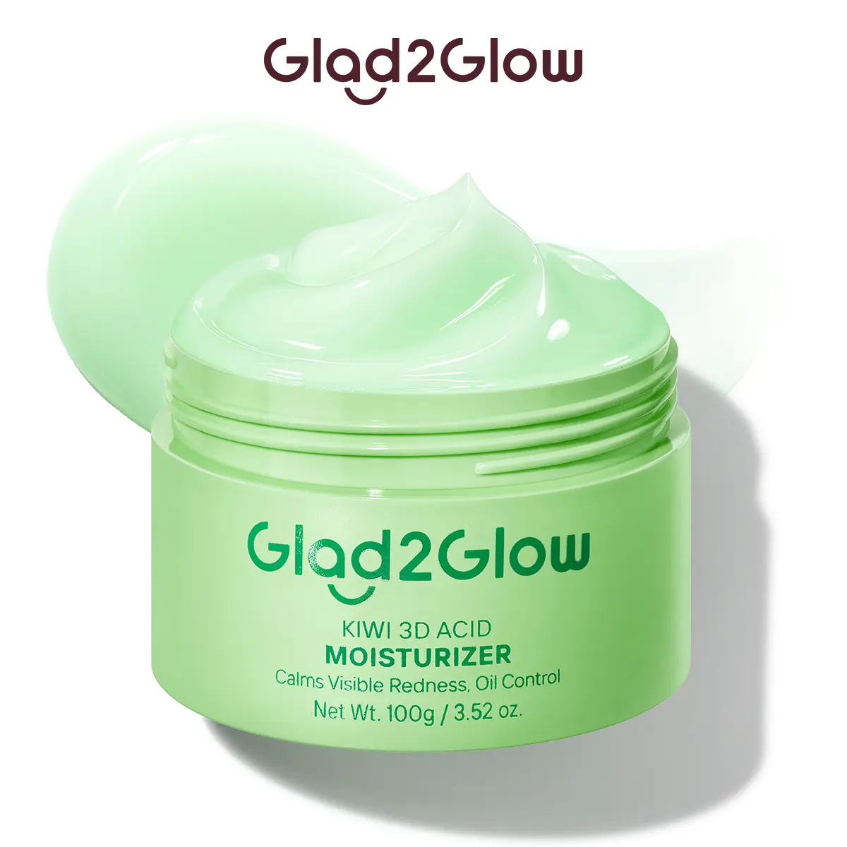 Glad2Glow KIWI 3D Acid Acne Moisturizer - Lightweight Cooling Gel, Acne Clearing Product for Oil Control, Moisture, Hydrating Skin Care Routine, Calming Non-Sticky Face Cream That Fades Blemish Marks