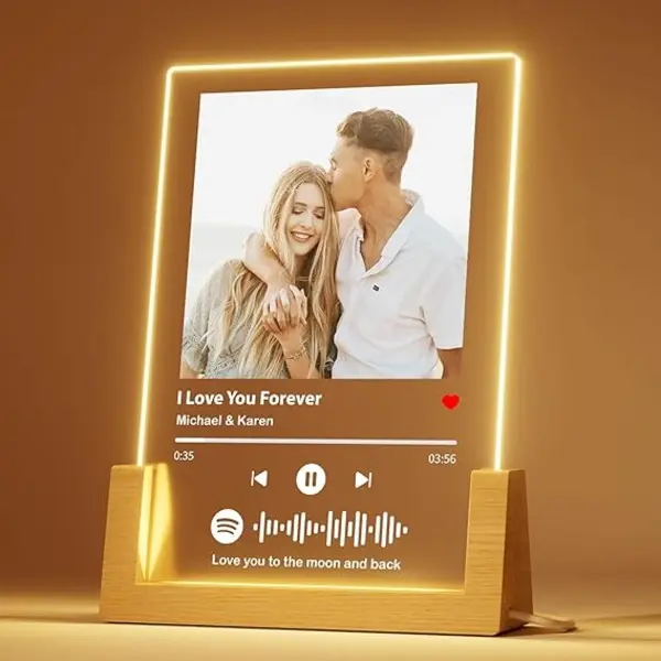 Personalized Song Plaque with Picture for Valentine Day Acrylic Song Plaque for Birthday Gift Ideas Anniversary Gifts as a Picture Music Plaque Song Picture Frame with Multiple Style Options