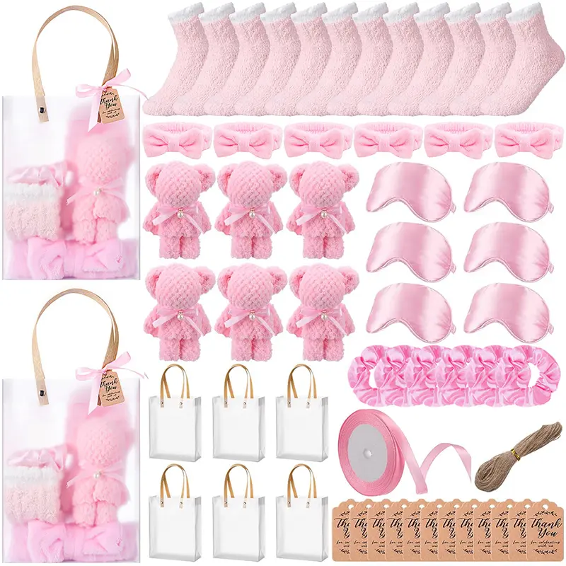 48pcs Shower Favors & Spa Gift Set for Guests - Gender Neutral & Bridal Party Showers - Plastic/ Towels, Socks, Hairbands, Combs, Eye Masks, Cards & Game Prizes  kid baby teen girls gifts favors party care package for St. Patrick's Day