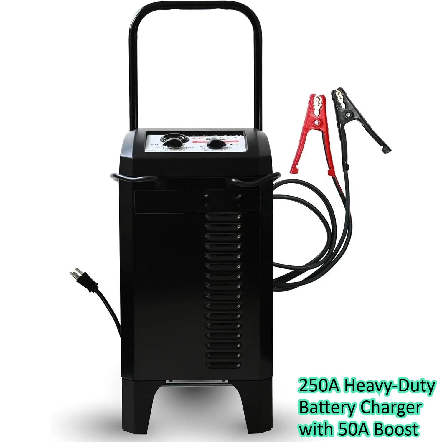 Wheeled Manual 10A Car Battery Charger and 250A Engine Starter, 2-in-1 Solution, 50A Boost, for 12V Power Sport, Automotive, and Marine Batteries  Portable power station with Car starter Emergency Starter ultra-safe