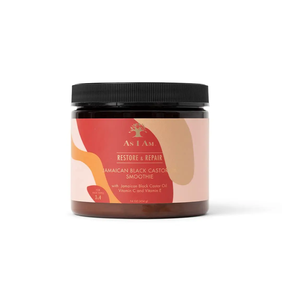 AS I AM Jamaican Black Castor Oil Smoothie - Curl Defining Cream for Dry Hair to Add Moisture, Fight Tangles & Reduce Breakage, with Vitamins C & E, 16 oz, Cruelty Free