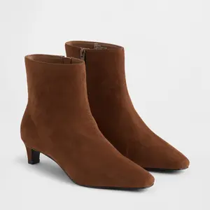 GAP Pointy Toe Vegan Booties - Sleek Casual Heeled Ankle Boots in Soft Vegan Suede with Zipper Closure & Kitten Heel for Everyday Wear