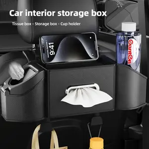 Multi-functional car storage box/organizer, tissue box/cup holder/car seat backrest for storing milk tea and tissues - Car accessories - Car interior decoration