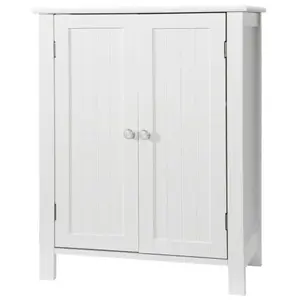 JupiterForce Wooden Floor Cabinet Bathroom Storage Cabinet 2 Door Freestanding Toiletries
