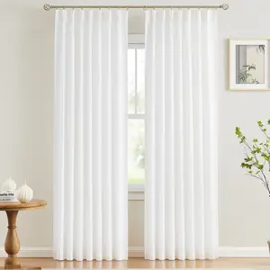 VEVOR Sheer Curtains, 84 inches Long, 2 Panels Set Sheer White Curtains, Each 52" W x 84" L, Dual Rod Pocket Installation, 100% Polyester Window Drapes for Bedroom, Living Room, Balcony, Yard