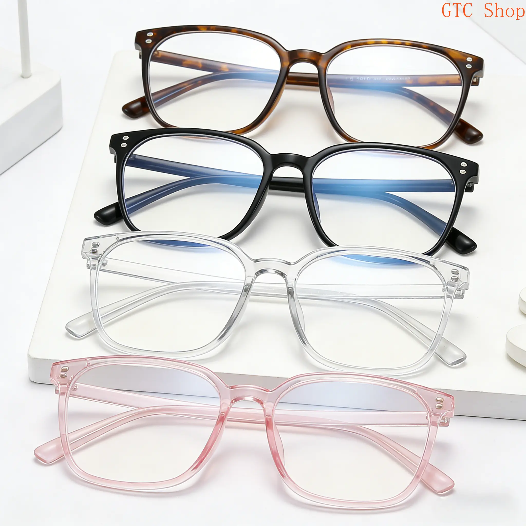 Women's 4-Pack Blue Light Glasses - Stylish Trendy Eyewear, Leopard Print Eyeglasses Frames, Face-Slimming Design, Accessories for Women, Sports Eyewear for Screen Use & Daily No-Makeup Wear Frameglasses
