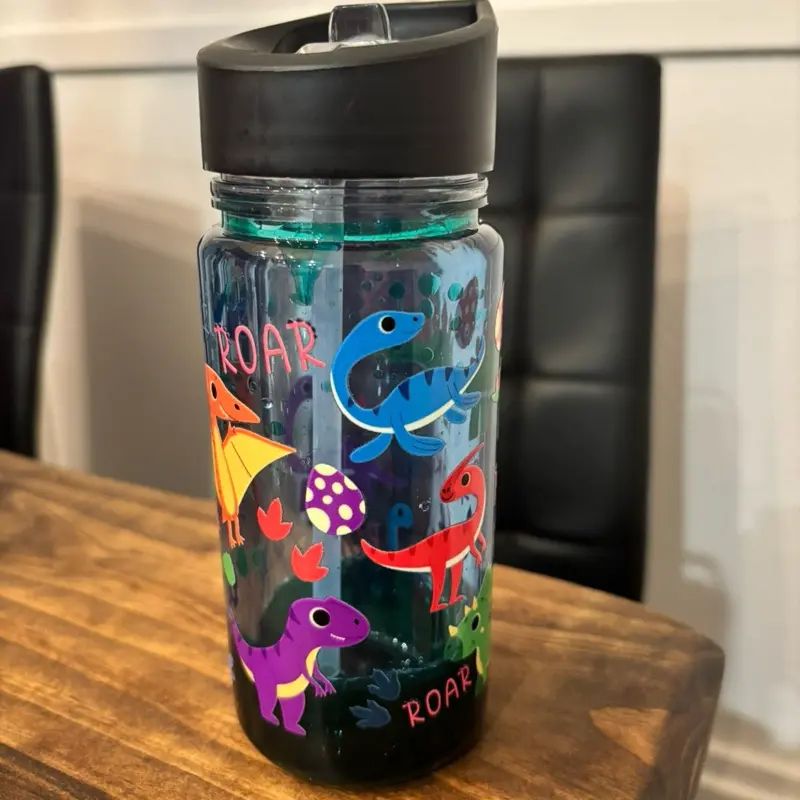 10oz Dinosaur Lava Tumbler | Roaring T-Rex Glitter Cup | Kids Dinosaur Sensory Cup | Iced Drink Cup for Boys & Girls | Gift for Kids
