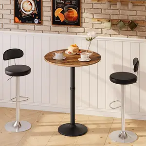 HOOBRO Round Bar Table, 35" Tall Pub Table, Cocktail Table with Base, Stable Counter Table with Non-Slip Base for Narrow Space, Bar Height Table for Kitchen, Easy to Assemble, Rustic Brown#SpringSale #BigSpringSale