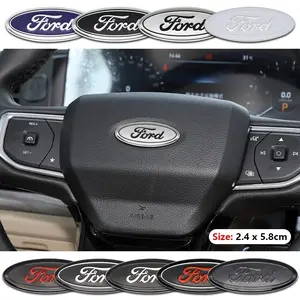 1pcs Aluminum Car Steering Wheel Emblem Sticker Decal Accessories For Ford Focus 2 3 4 MK2 MK3 MK4 ST F150 Mondeo Fiesta Fusion Ranger Mustang Shelby Kuga Edge Explorer Ecosport Transit Escape