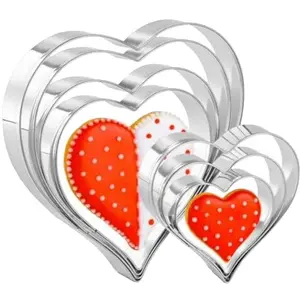 Aoibox 7-Piece Heart Cookie Cutter Set for Valentine's Day - Stainless Steel Small Heart Shaped Cutters for Cookies, Biscuits, Sandwiches