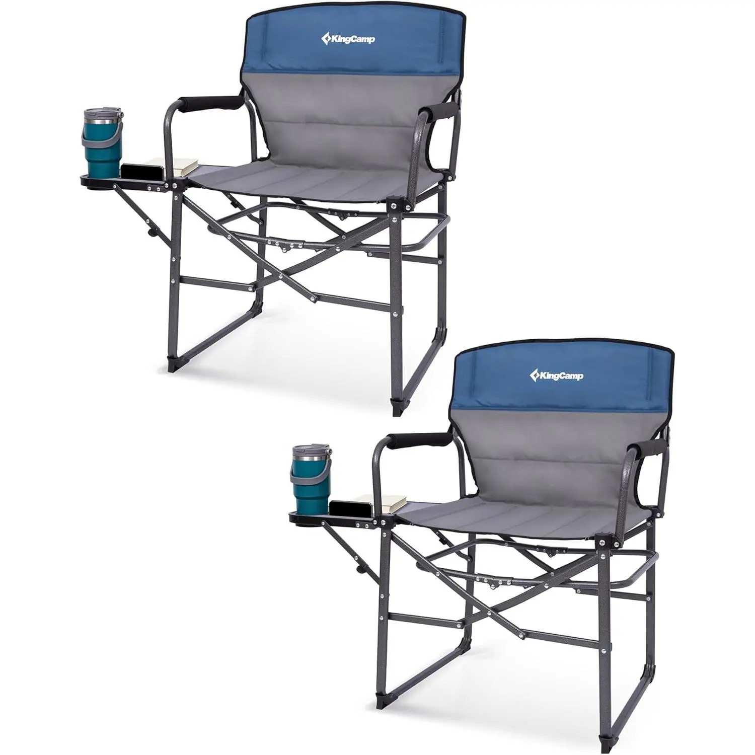 KingCamp Oversized Camping Chair for Big & Tall, Heavy Duty Directors Style Folding Portable Outdoor Chair with Side Table, Padded Aluminum Frame, Supports 440lb, Folding Chairs BackToSchool