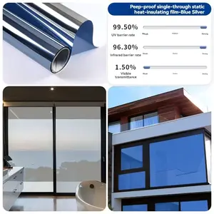 One-way Privacy Window Film Heat Insulation Film, providing heat insulation, UV protection, sun shading, privacy, static adhesion, customizable cutting, removable, available in various colors and sizes. Versatile Use