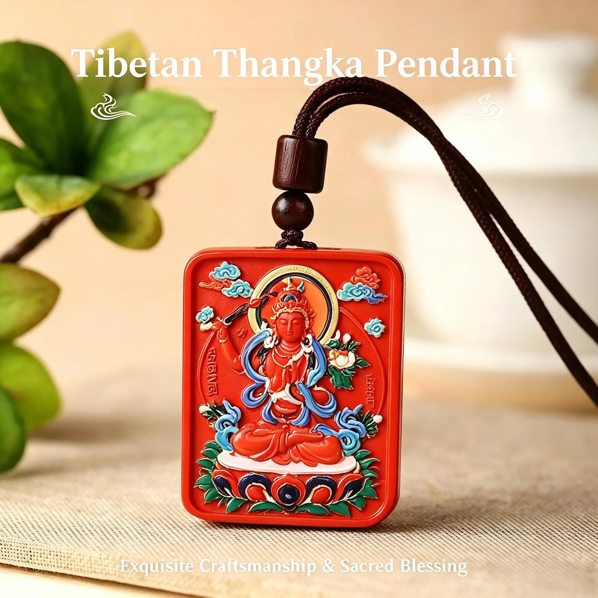 Unisex CZ Pup Tibetan Thangka 8 Protectors Custom Pendant Necklace, Tibetan Buddhist Intangible Heritage Zodiac Symbols, Woven Cord, Chinese Healing Protective Amulet, Auspicious Daily Luck & Safety Accessory, Ideal Birthday Gift for Family, Dragon & Snak