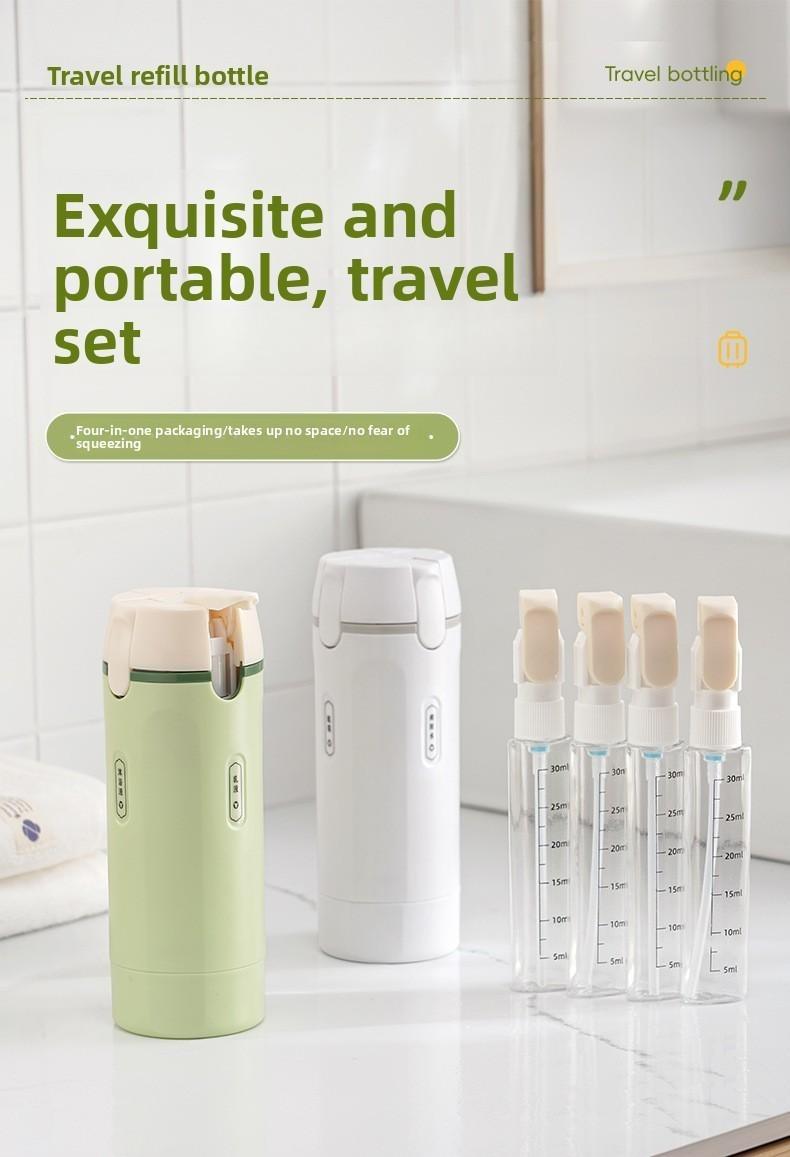 4-in-1 Travel Dispenser Bottle for Toiletries Portable Cosmetic Shampoo Storage Lotion Compact Plastic Container Wholesale Easy Press Smooth Flow  bottle