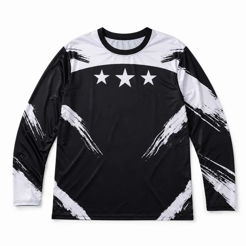 REDLINE Off-Road Jersey Starline - Black & White Long Sleeve with Star Design for Outdoor Activities