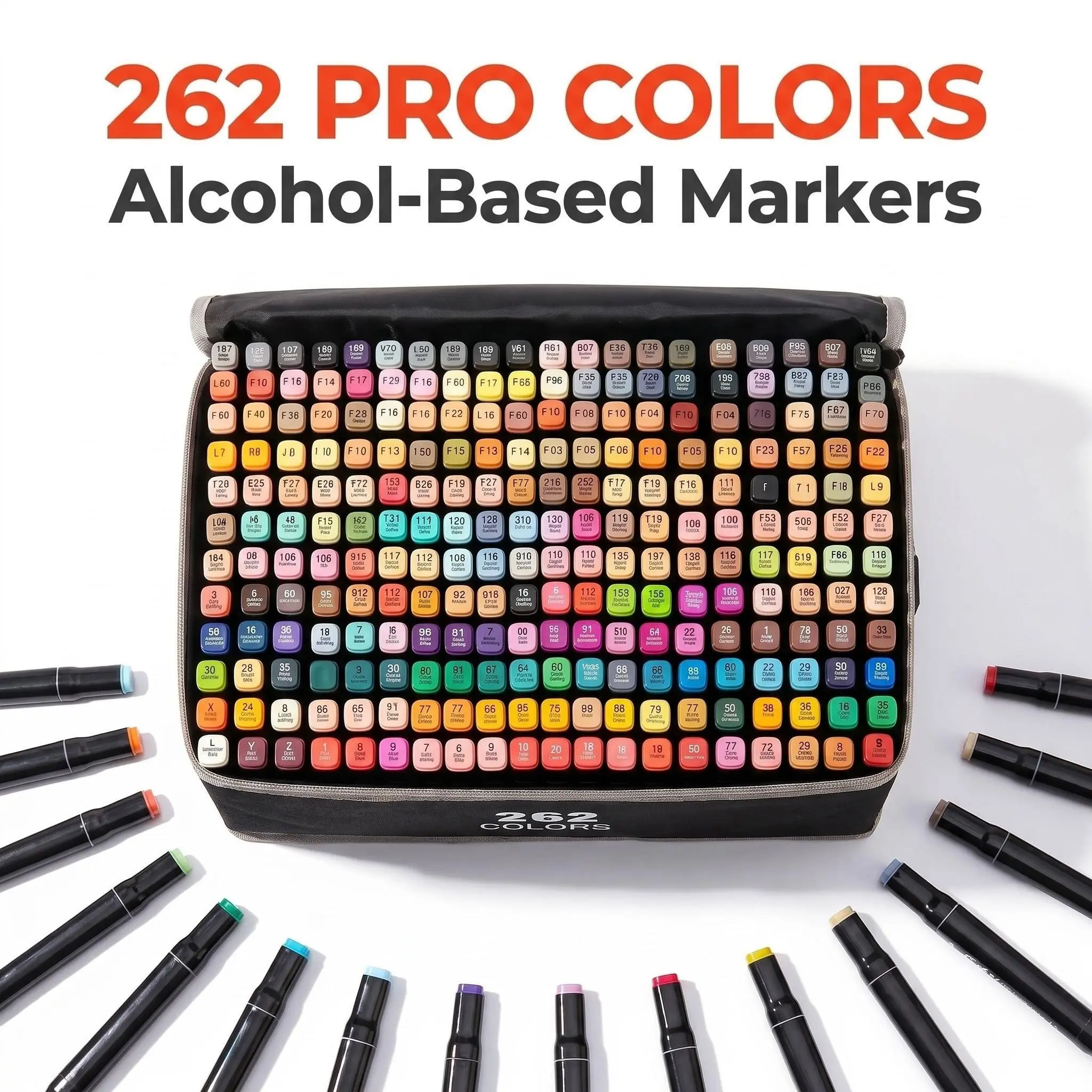 KIDGENIUS Dual-Tip Alcohol Markers Starter Kit (262/168120) - Unisex Art Color Set, Easy-Blending Fast-Dry Acrylic Markers for Beginner Artists, Art Drawing Supplies, Products for Cartoons & Designs