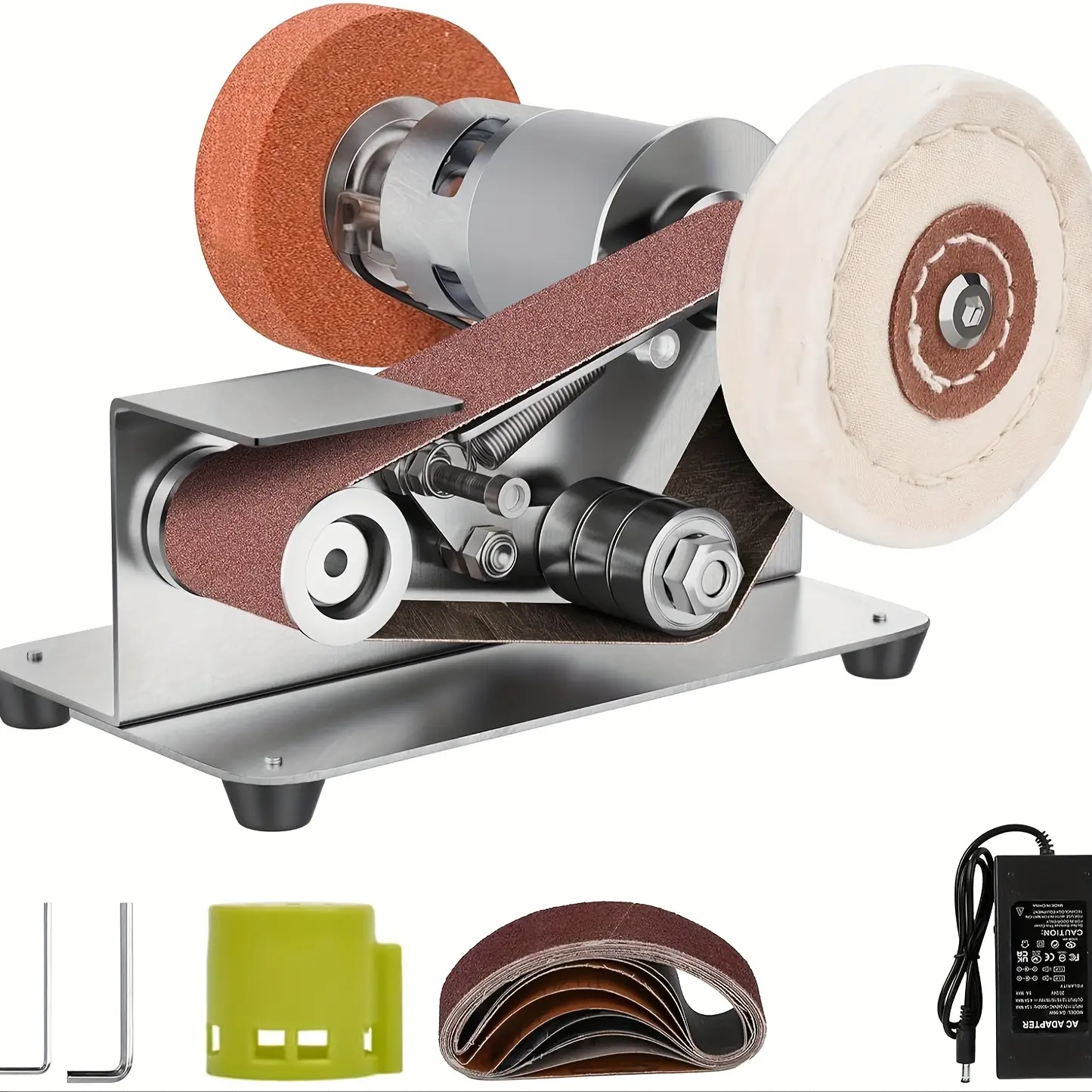 Mini Belt Sander Electric Knife Sharpener – 7-Speed Small Belt Grinder for Woodworking Metal Polishing, DIY Knife Making, Compact Bench Sander with Motor, Sanding Belts & Full Accessory Kit
