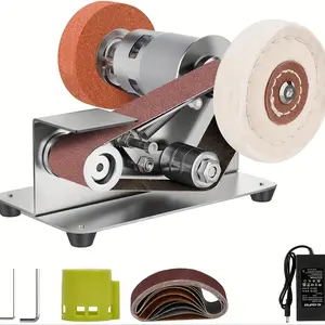 Mini Belt Sander Electric Knife Sharpener – 7-Speed Small Belt Grinder for Woodworking Metal Polishing, DIY Knife Making, Compact Bench Sander with Motor, Sanding Belts & Full Accessory Kit
