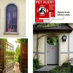 🔥4/6 Pcs Pet Emergency Contact Stickers Universal Cat Dog Fire Rescue Signs Door Window Glass Safety Warning Labels