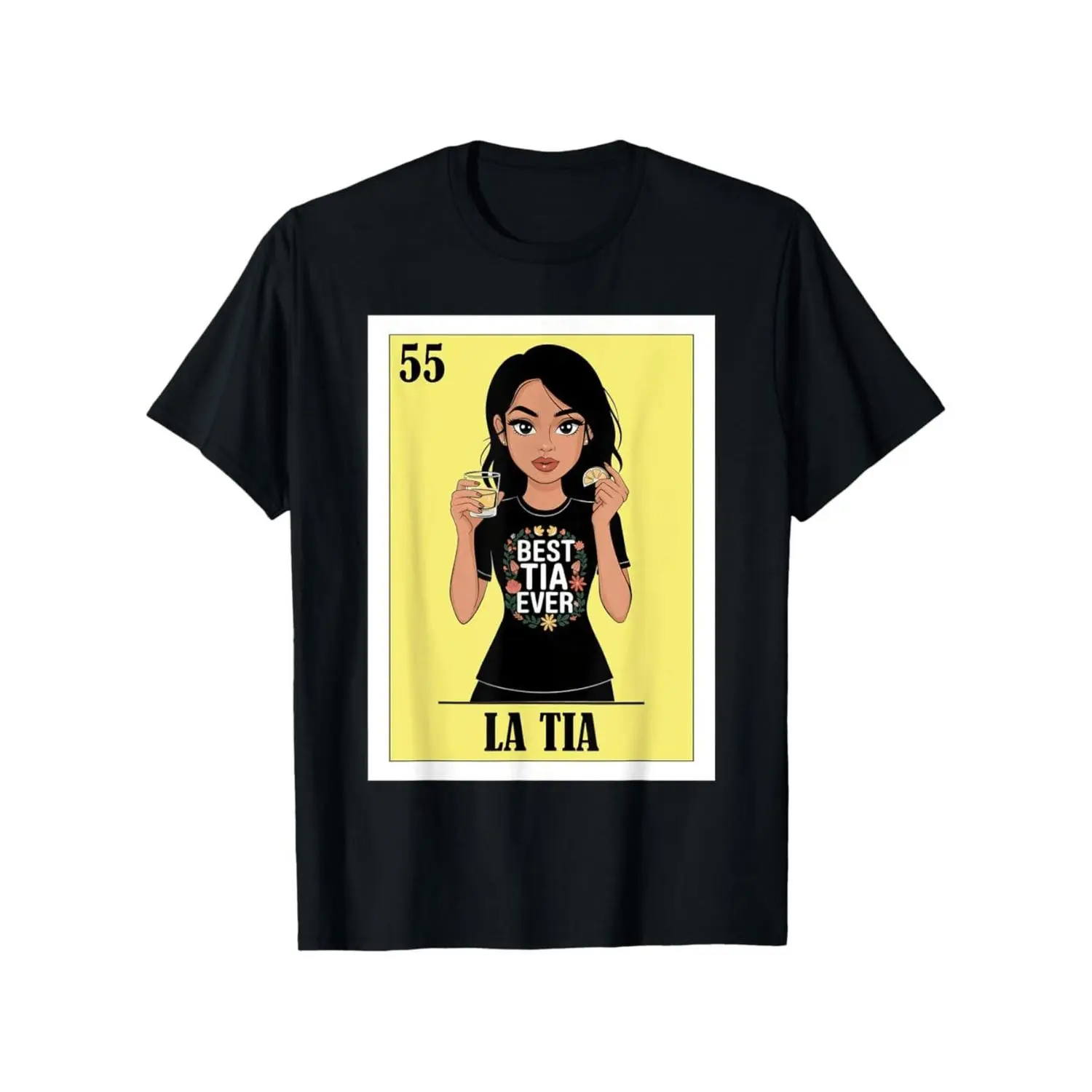 Women's Best Tia Ever Spanish T-Shirt - Latina Culture Black Cotton Tee with Tía #1 Design, Soft Short Sleeve Round Neck Top for Family Events, Birthdays & Casual Wear - Aunt Gift Idea (Multiple Sizes Available)