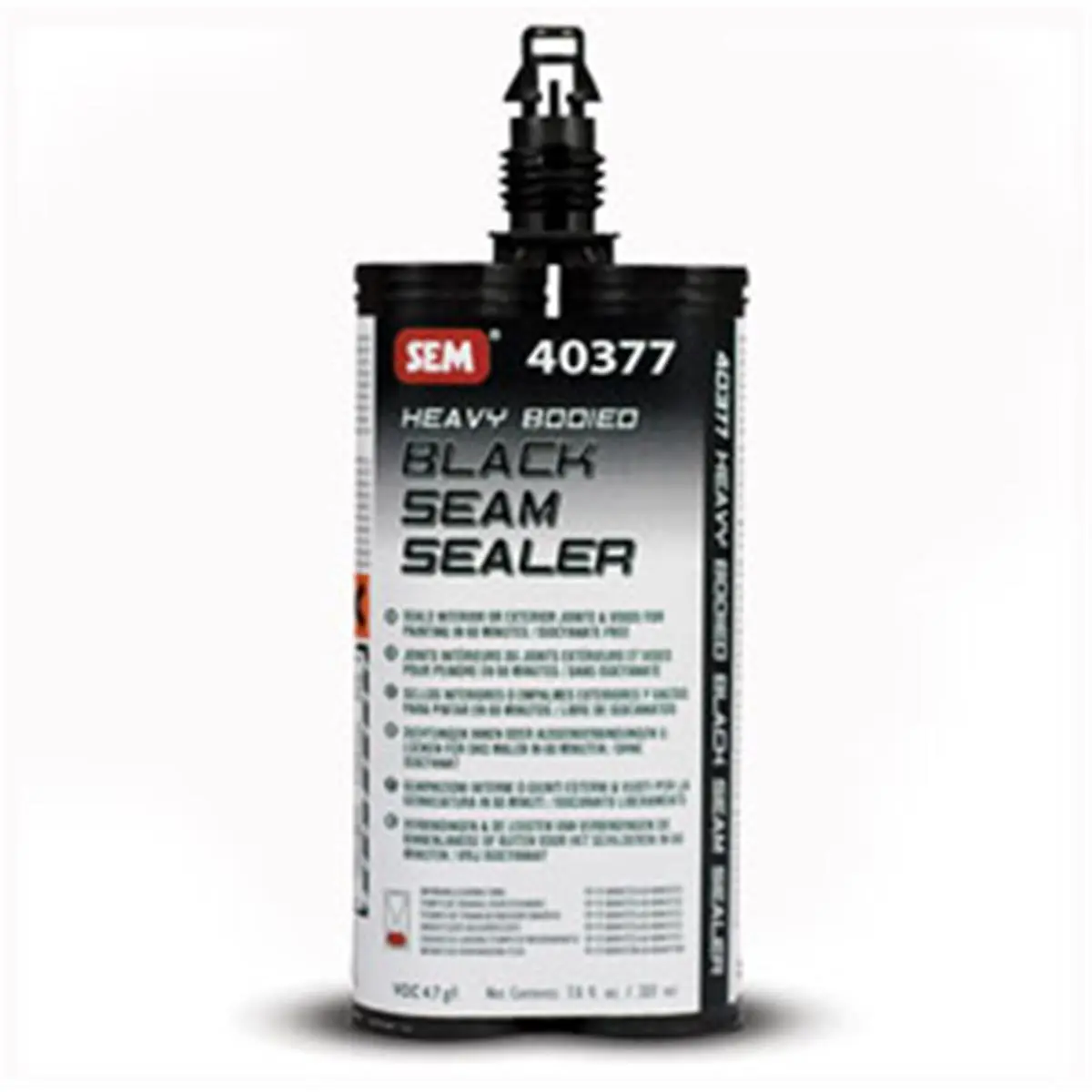 SEM Products 40377 2-Part Heavy Bodied Black Seam Sealer, 0.83 lbs Flexible Versatile 2-Part Seal, Paintable in 60 Minutes Sprayable Option for Interior/Exterior Seams, Direct Metal Joints, Voids, Extended Working Time