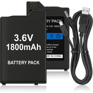 PSP , 2 count 3.6v 1800mAh Lithium Polymer Replacement  with USB   for PSP 1000 1001, PSP-110 (1002, 1003, 1004, 1005, 1006, 1007, 1008, 1010), PSP  Console