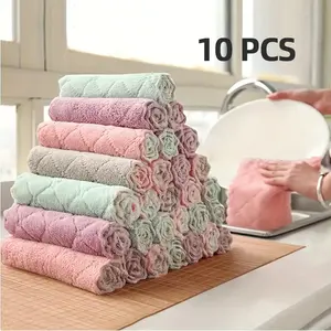 Kitchen Cleaning Cloth (10pcs), Multipurpose Kitchen Towels, Scrubbing Pad, Household Cleaning Supplies for Kitchen Bathroom