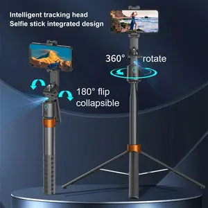 Ai Smart Face Tracking Selfie Stick Tripod, 70 Inch Extensible Bluetooth-compatible Selfie Pole, Anti-Shake Stabilizer Phone Holder, 360 Degree Rotation