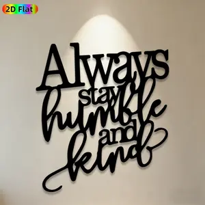 1pc "Always Stay Humble and Kind" Metal Wall Art, Inspirational Quote Statue Mural, Ideal Gift for New Year, Christmas, Positive Vibes Enthusiasts, Perfect for Indoor Wall & Outdoor Fence, Meaningful Home & Garden Decor