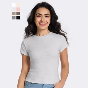 MIDMX Women‘s Cotton Effortless Slim-Fit Tee All-Day Comfort & Style Breathable Cotton Blend That Hides Flaws, Shows Curves Seamless All-Season tops Workout Tops Summer Shirts  Crew Neck Womenswear Basic casual outfits women