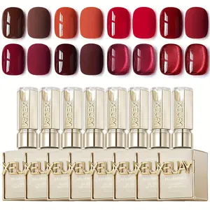 XEIJAYI Ankra Red Series Nail Gel Set 8-Colors Autumn Winter LED Nail Art Polish for DIY & Salon Quality Manicure Cutics