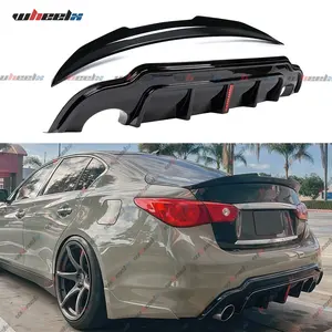 2014-2024 Infiniti Q50 All Models | Rear Bumper Diffuser & Spoiler 2-Piece Kit (w/LED Brake Light)  #InfinitiQ50Accessories #RearBodyKit #LEDUpgradeParts