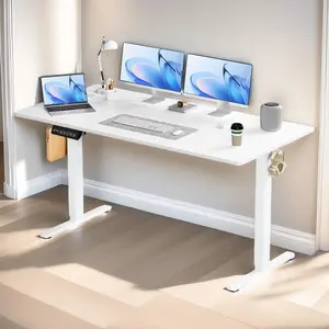 63" x 24" Electric Standing Desk Adjustable Height, 4 Memory Height Settings, Headphone Hook, Cable Manager, Sit Stand Up Desk for Home Office & Computer Workstation Height Adjustable Electric Standing Desk, 63 x 24 Inches Sit Stand up Desk, Large Memory