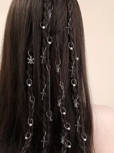 Gothic Style Hair Ring, Faux Pearl Decor Cross Design Hair Accessories for Women & Girls, Trendy All-match & Exquisite Hair Accessories for Daily Hairstyle Decoration, Fashion Hair Accessories