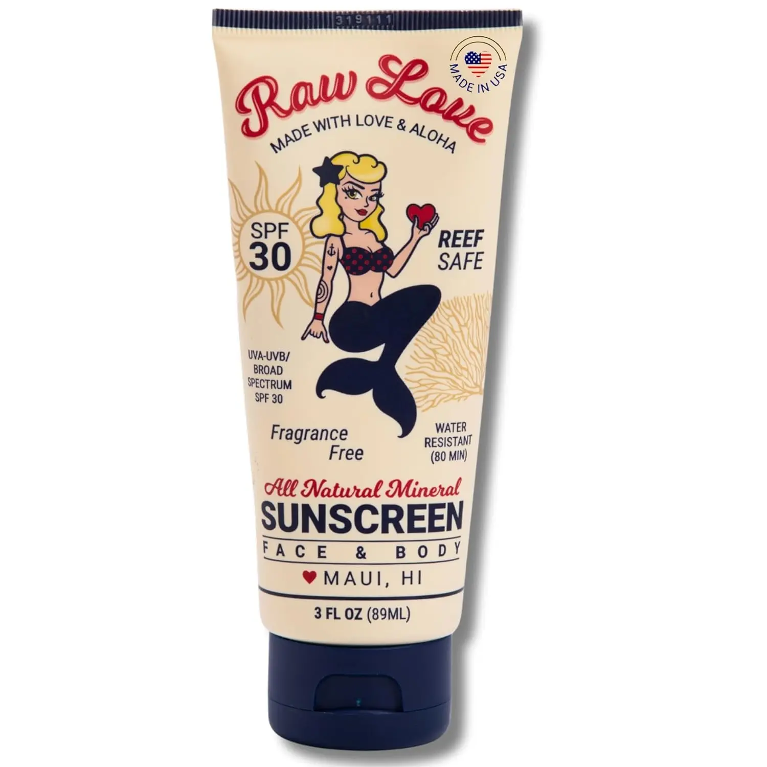 Raw Love SPF 30 Reef Safe Sunscreen Lotion for Body & Face | Mineral Sunscreen with Zinc Oxide, Jojoba Oil, Coconut Oil, Organic Infredients | Broad Spectrum Protection for Sensitive Skin | 3oz Sunflower Uv Cosmetic Hawaiian