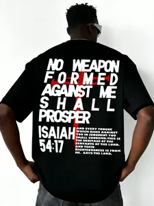 Men's Summer Streetwear Bible Verse Graphic Print Oversized Short Sleeve T-Shirt