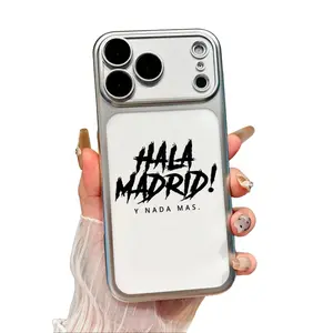 Translucent Matte Smartphone Casing - HALA Madrid Pattern, Lens Protective Film, Cellphone Handheld Accessories for iPhone 11,12,13,14,15,16,17 Plus, Pro, ProMax