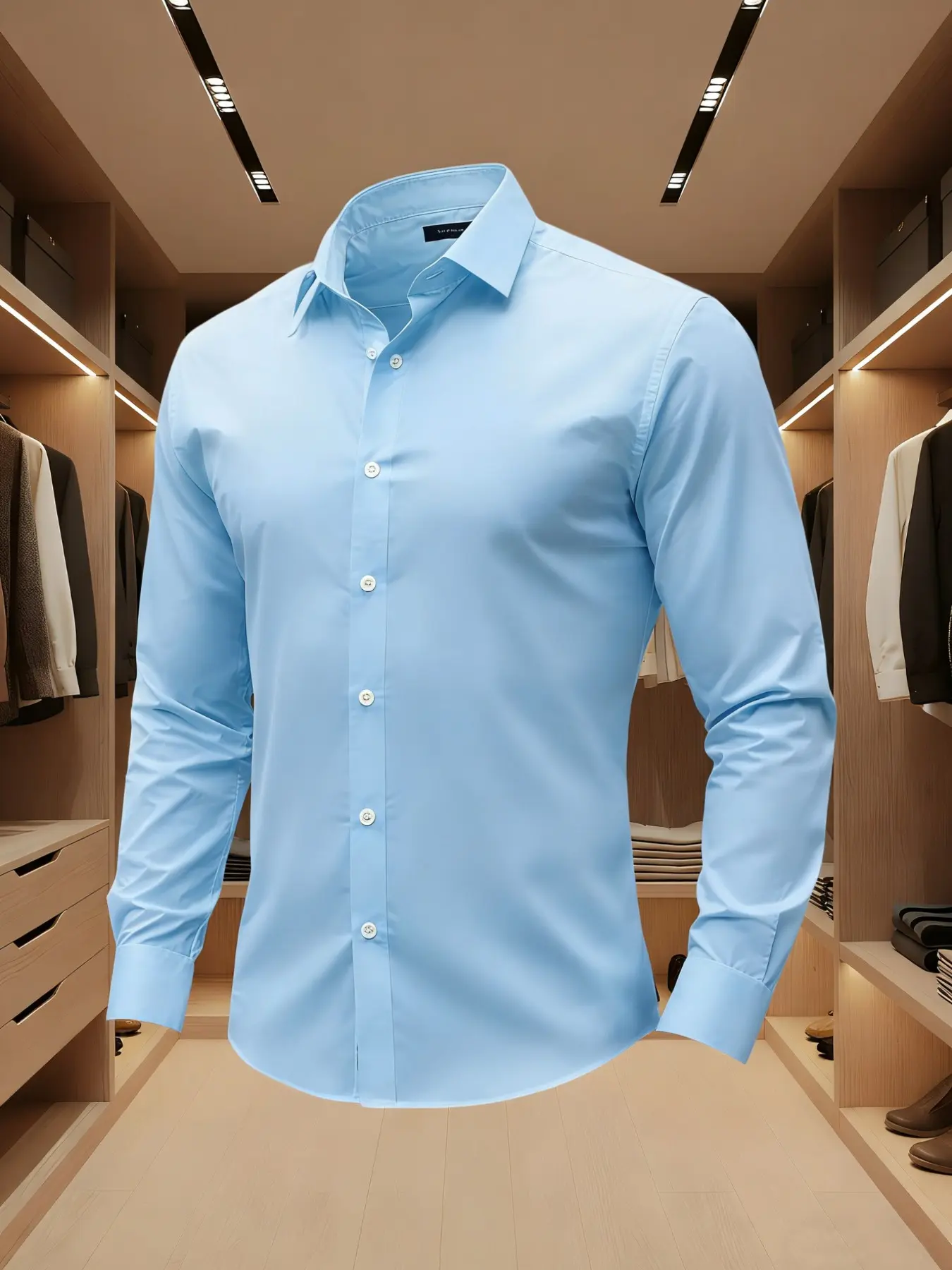 Men's Stretchy Long Sleeve Shirt, Casual Collared Solid Shirt, Fitted Casual Button-Up, Ideal for Weddings, Daily, Outdoor Sports, Business Meetings, Holiday Gifts