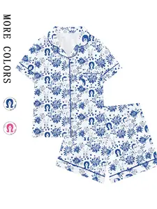Bob's Burgers Cute Happy Burger Collared Short Sleeve Pajama Set, Nightwear Suitable for Sleep Party Wearable Comfortable Pajamas, Pajama Gift