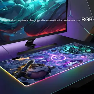 L-LOL-ES PORO Mouse Pad RGB Gaming Mouse Pad Desk Mat HD Gamer Large LED Light XXL MousePads